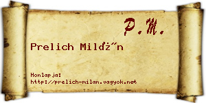 Prelich Milán névjegykártya